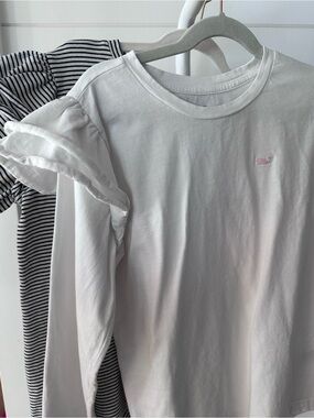 Set of Two Vineyard Vines Kids Long Sleeve  Tees with ruffle shoulders